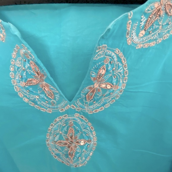 Dalia Turquoise Blue Beach Cover/ Tunic - Picture 2 of 6